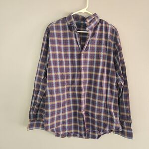 Perry Ellis Multicolor Plaid Casual Button Down Shirt size mens XL 100% cotton